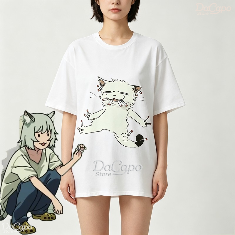Anime Merchandise T Shirt - Chainsmoker Cat Yaniko Satou 귀여운 애니메이션