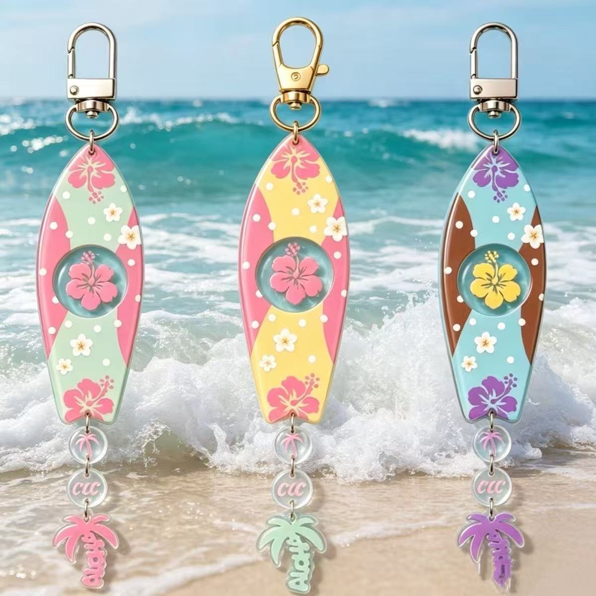 Anime Merchandise Keychain - INS 하와이안 서핑보드 모양 아크릴 키체인