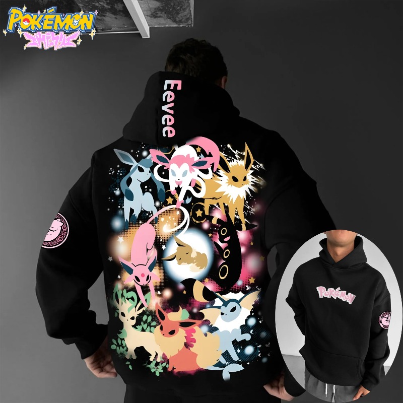Anime Merch Hoodie - 2025 포켓몬 클래식 캐릭터 이브이 패밀리