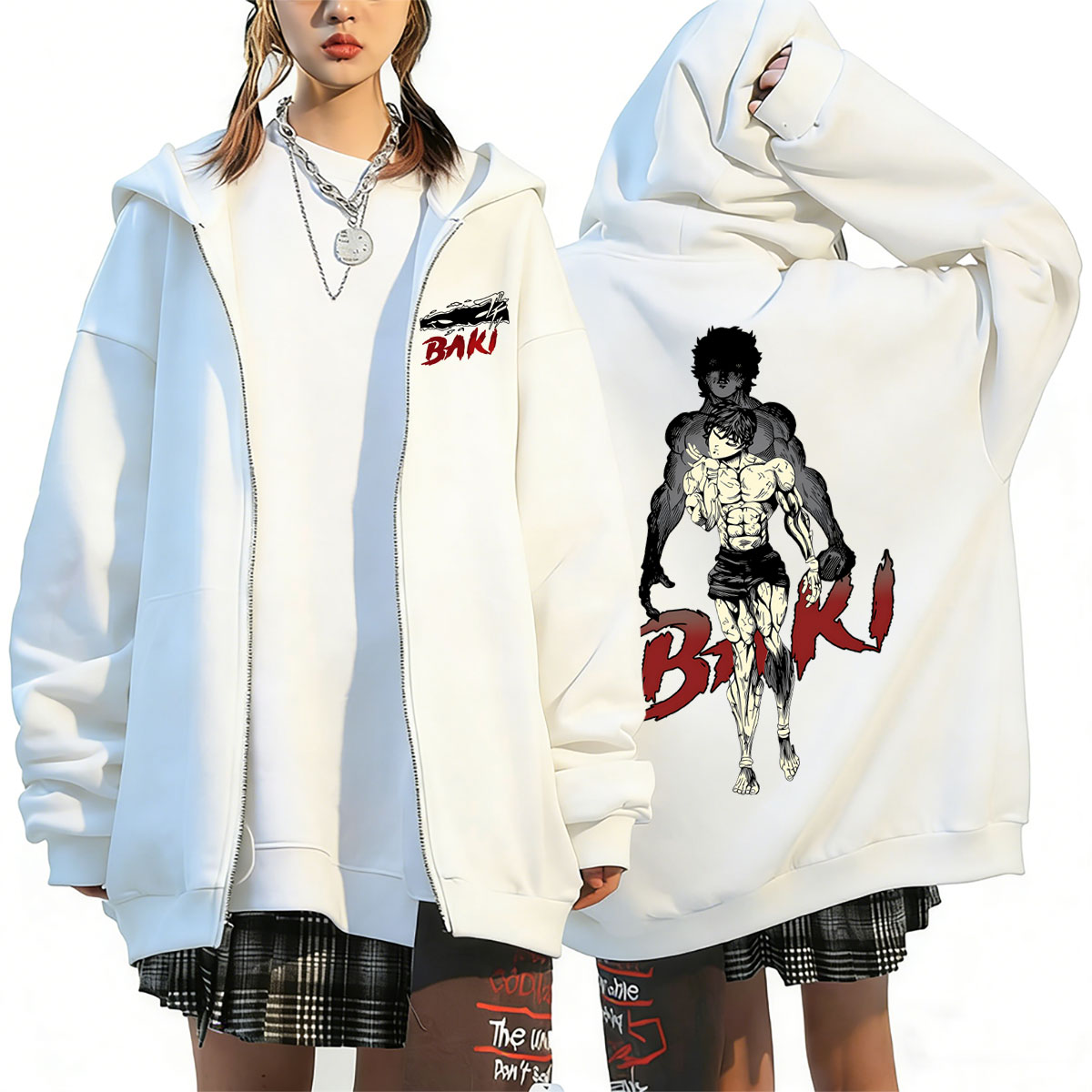 Anime Merch Hoodie - 애니메이션 바키 더 그래플러 머치 지퍼