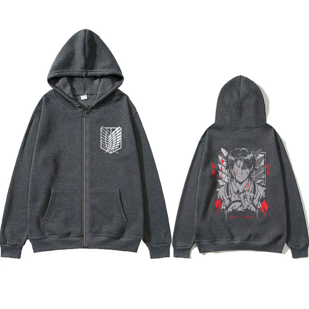 애니메이션 진격의 거인 리바이 아커만 얼굴 그래픽 지퍼 - Anime Merch Hoodie 리뷰 및 가격